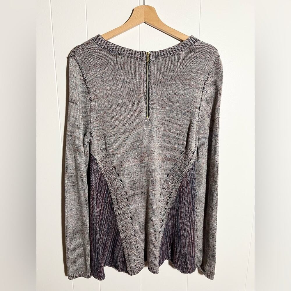 Anthropologie Moth anita tunic sweater in purple long sleeve crochet texture - Picture 4 of 6